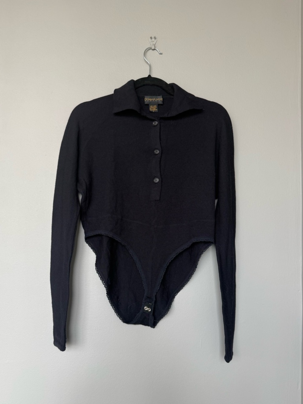 Donna Karan Vintage Navy Polo Bodysuit
